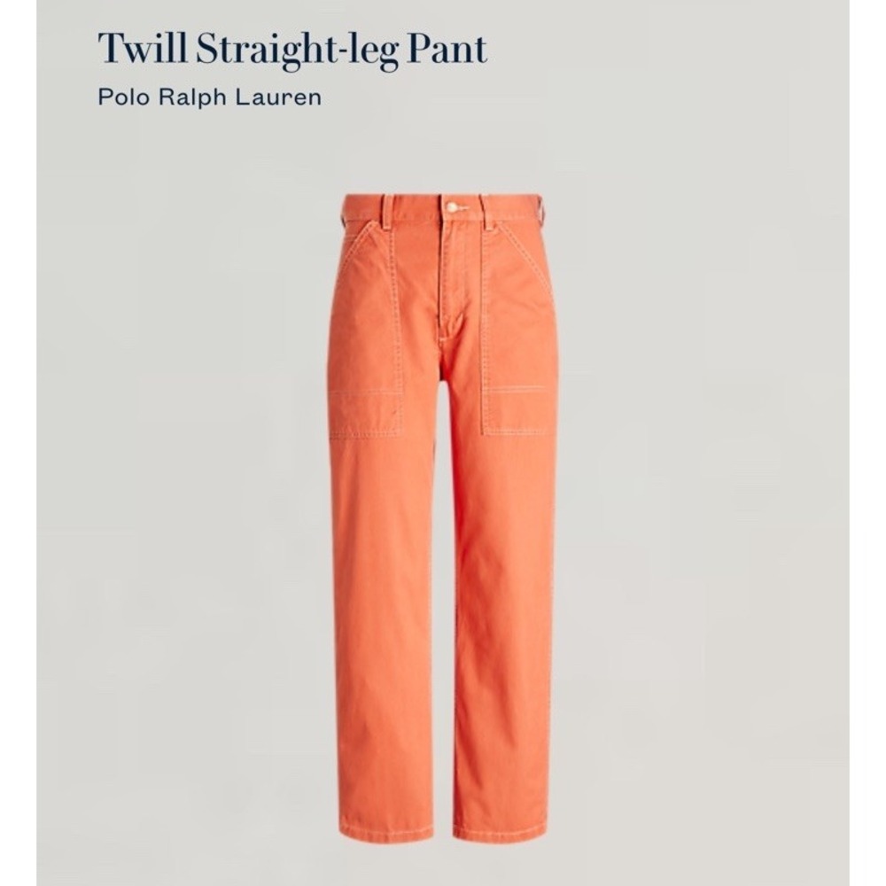 Polo Ralph Lauren Women's Twill Straight Leg Cargo Pants Coral Orange Size 6